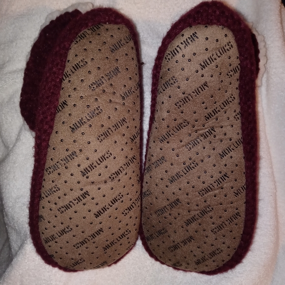 🆕MUK LUKS | SHEA INFUSED Sherpa Burgundy Knit Slipper Size Womens L-XL 8.5-11 - Picture 8 of 15